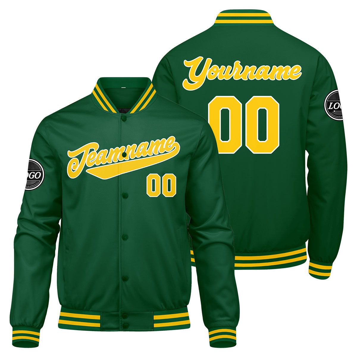 Custom Varsity Jacket Letterman jacket for Men, Women and Youth Green Yellow