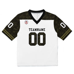 Custom Football Jersey Shirt Personalized Stitched Printed Team Name Number White & Black & Dark Green