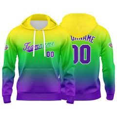 Custom Gradient Sweatshirt Hoodie For Man Woman Girl Boy Print Your Logo Name Number Yellow Green Blue