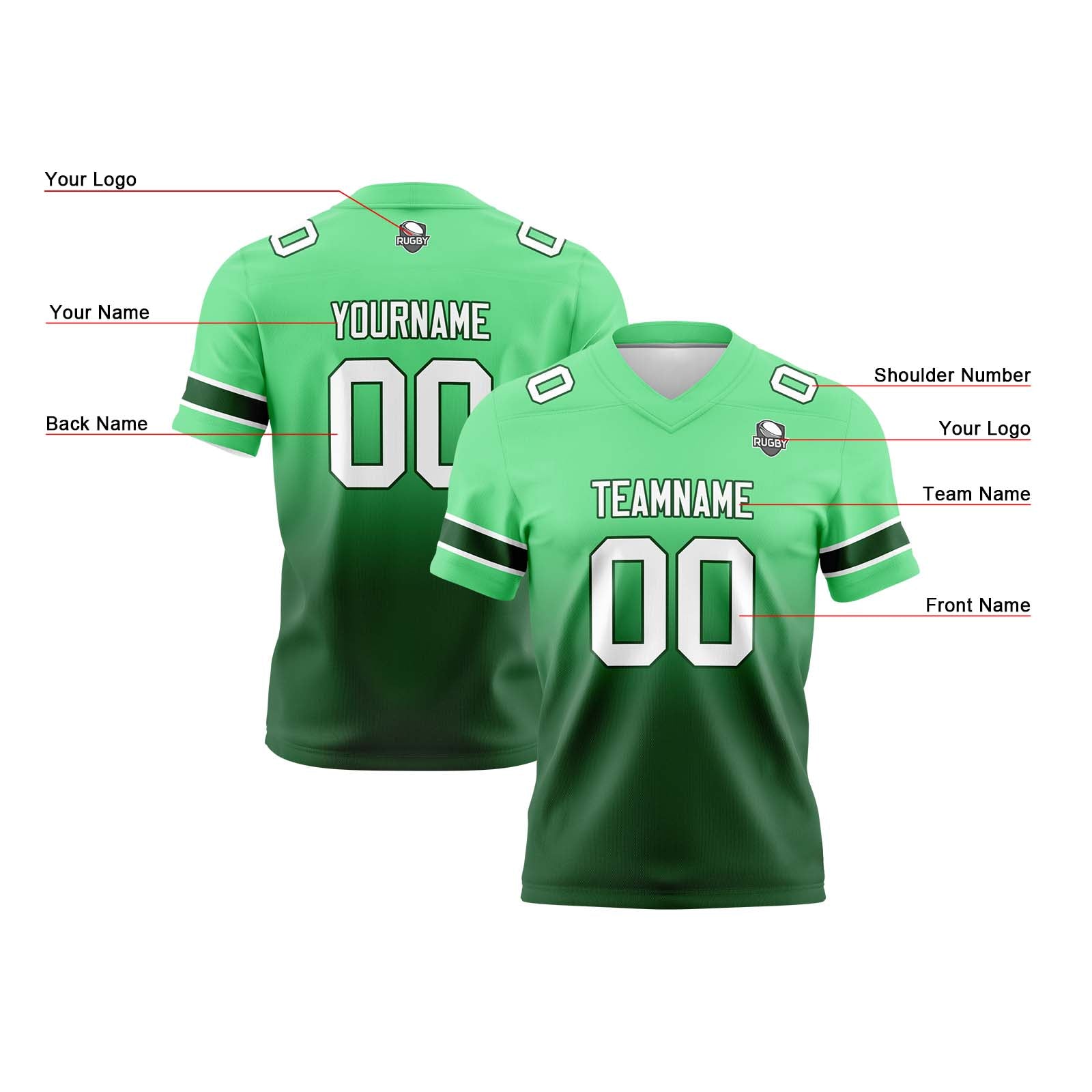 Custom Gradient Football Jerseys Personalized Name Number Logo for Adults Kids & Teams