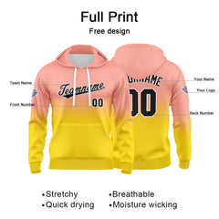 Custom Gradient Sweatshirt Hoodie For Man Woman Girl Boy Print Your Logo Name Number Light Pink Yellow