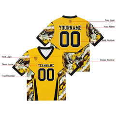 Custom Football Jersey Shirt Personalized Stitched Printed Team Name Number Yellow & Black