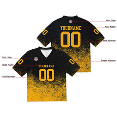 Custom Football Jersey Shirt Personalized Stitched Printed Team Name Number Black & Yellow