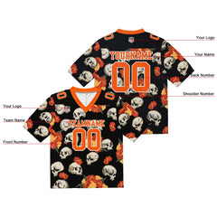 Custom Football Jersey Shirt Personalized Stitched Printed Team Name Number Skull-Orange