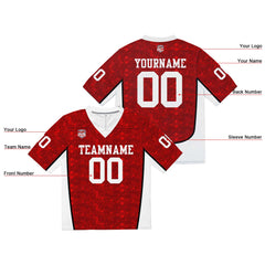 Custom Football Jersey Shirt Personalized Stitched Printed Team Name Number Red