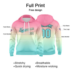 Custom Gradient Sweatshirt Hoodie For Man Woman Girl Boy Print Your Logo Name Number  Powder Light Blue