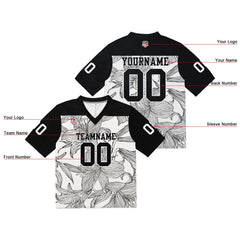 Custom Football Jersey Shirt Personalized Stitched Printed Team Name Number Black&White