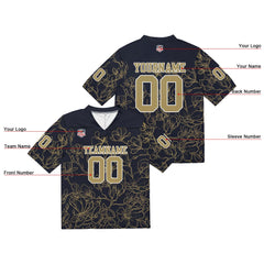 Custom Football Jersey Shirt Personalized Stitched Printed Team Name Number Black & Gold