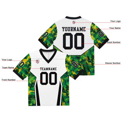 Custom Football Jersey Shirt Personalized Stitched Printed Team Name Number White & Green