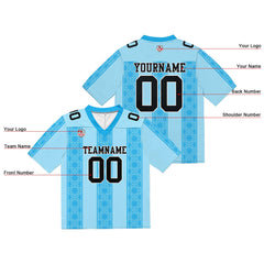 Custom Football Jersey Shirt Personalized Stitched Printed Team Name Number Stripe-Blue