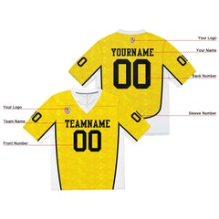 Custom Football Jersey Shirt Personalized Stitched Printed Team Name Number Yellow