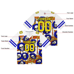 Custom Football Jersey Shirt Personalized Stitched Printed Team Name Number Sunflower-Royal