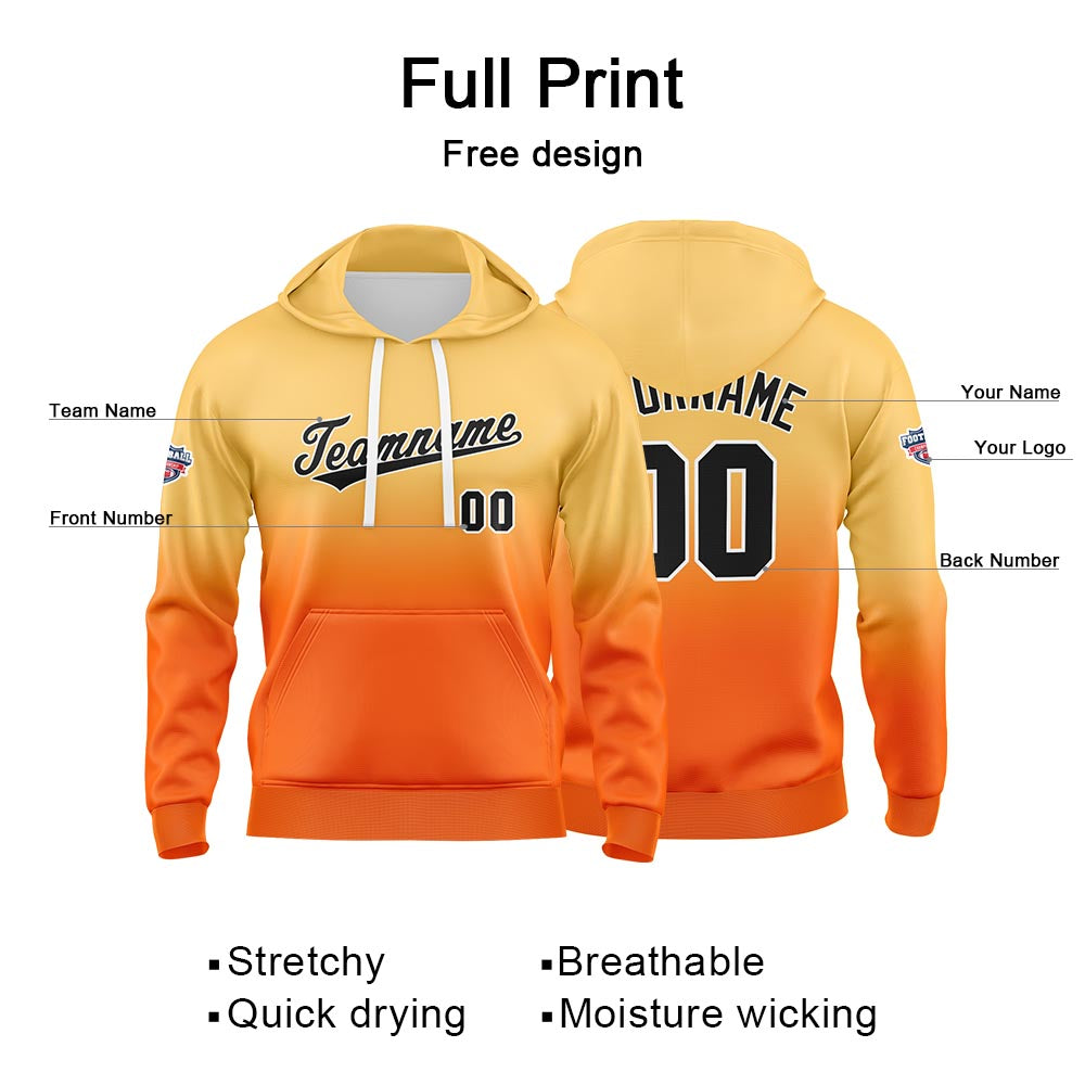 Custom Gradient Sweatshirt Hoodie For Man Woman Girl Boy Print Your Logo Name Number Orange