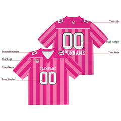 Custom Football Jersey Shirt Personalized Stitched Printed Team Name Number Pink & White