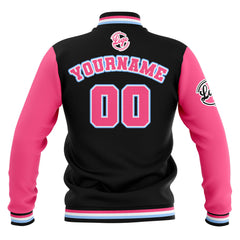 Custom Black Pink Light Blue Waterproof Varsity Jackets Personalized Stitched Name Number Logo to Letterman Jackets