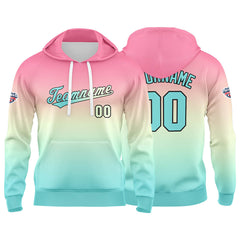 Custom Gradient Sweatshirt Hoodie For Man Woman Girl Boy Print Your Logo Name Number  Powder Light Blue