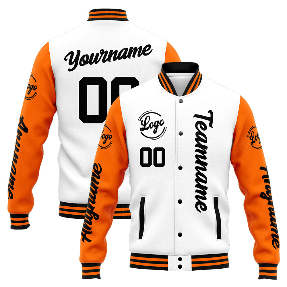 Custom Varsity Jacket Letterman jacket for Men, Women and Youth Orange White