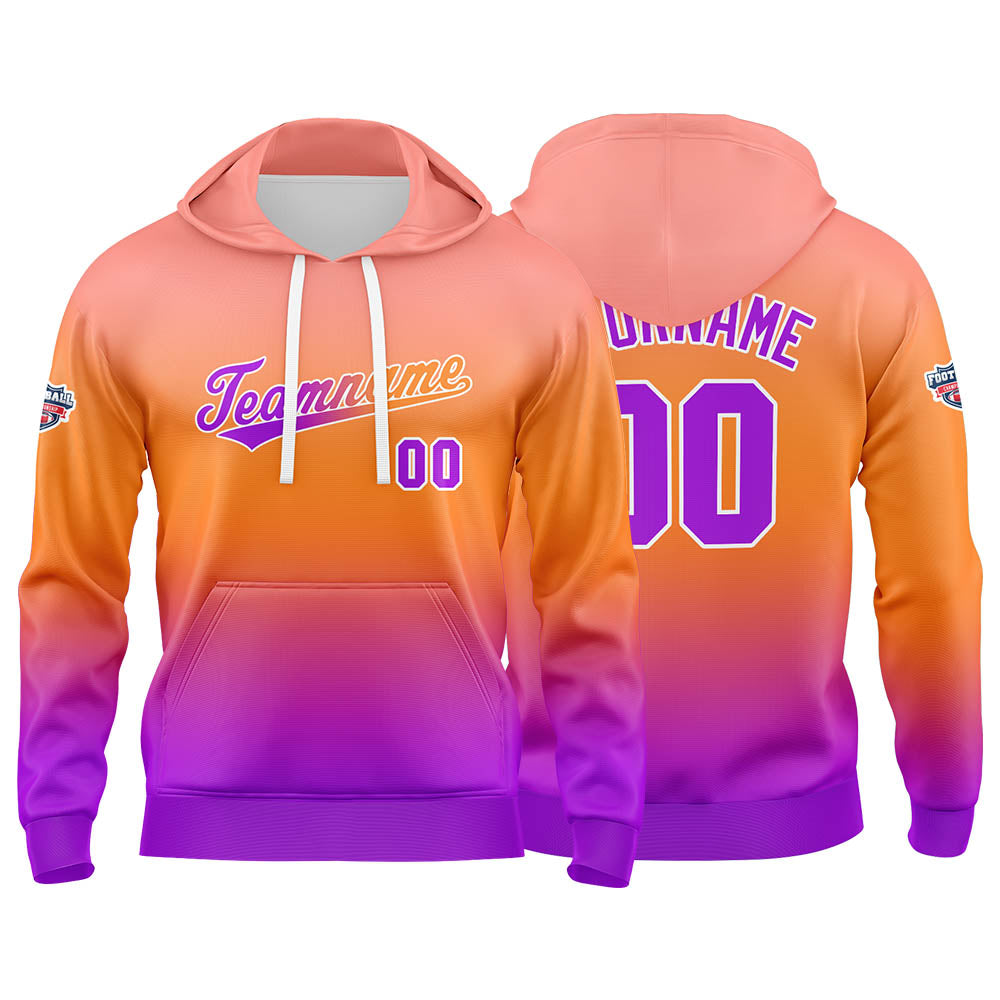 Custom Gradient Sweatshirt Hoodie For Man Woman Girl Boy Print Your Logo Name Number Orange  purple