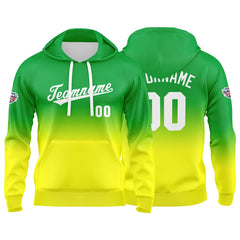 Custom Gradient Sweatshirt Hoodie For Man Woman Girl Boy Print Your Logo Name Number Green Yellow