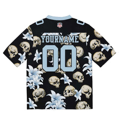 Custom Football Jersey Shirt Personalized Stitched Printed Team Name Number Skull-Light Blue