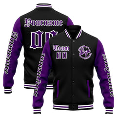 Custom Varsity Jacket Letterman jacket for Men, Women and Youth Purple Black