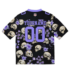 Custom Football Jersey Shirt Personalized Stitched Printed Team Name Number Skull-Purple