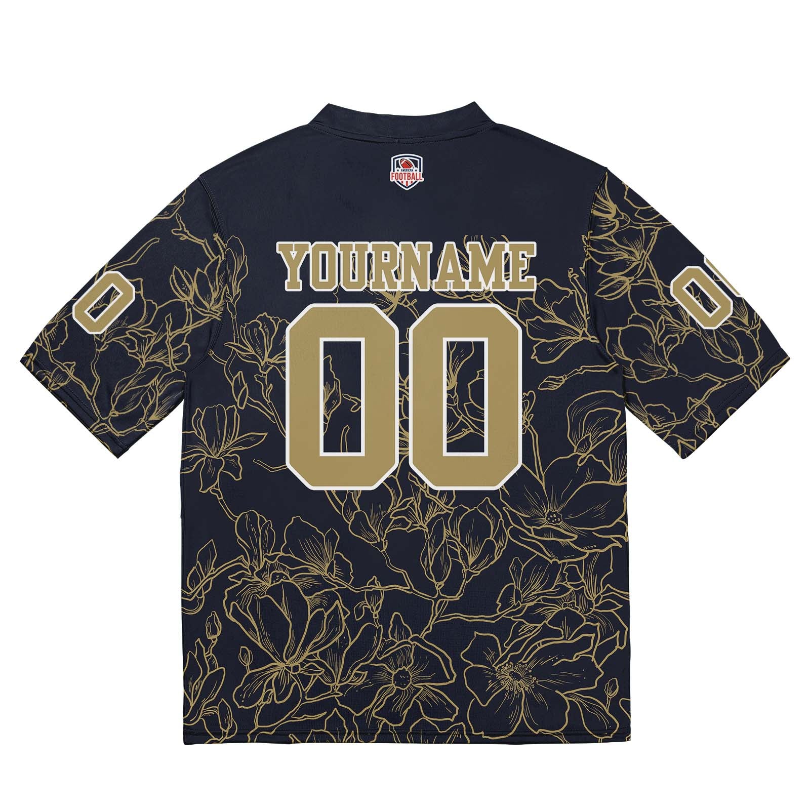 Custom Football Jersey Shirt Personalized Stitched Printed Team Name Number Black & Gold