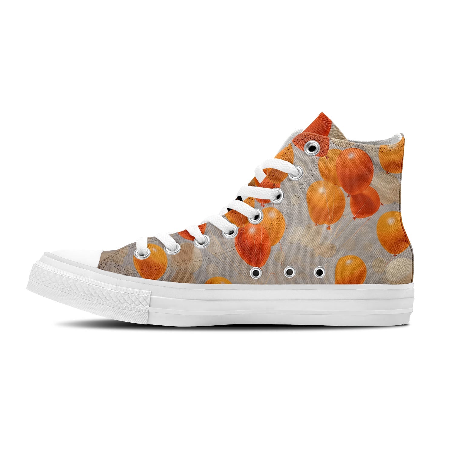 Balloon Bash: Men and Women's Mid-Top Canvas Shoes - Elevate Your Style with Central-High Canvas Shoes Featuring the Playful Charm of Polka Dot Balloon Artistry