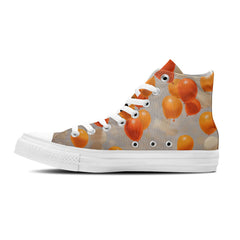 Balloon Bash: Men and Women's Mid-Top Canvas Shoes - Elevate Your Style with Central-High Canvas Shoes Featuring the Playful Charm of Polka Dot Balloon Artistry