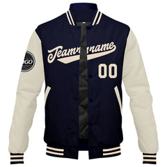 Custom Varsity Jacket Letterman jacket for Men, Women and Youth Navy Cream