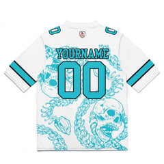 Custom Football Jersey Shirt Personalized Stitched Printed Team Name Number Bones-Teal