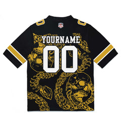 Custom Football Jersey Shirt Personalized Stitched Printed Team Name Number Bones-Gold