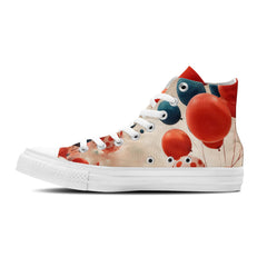 Abstract Float: Dive into a World of Style with Men and Women's Mid-Top Canvas Shoes - Polka Dot Balloon Prints Transforming Each Step into an Abstract Expression of Whimsy and Elegance