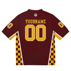 Custom Football Jersey Shirt Personalized Stitched Printed Team Name Number Burgundy & Yellow