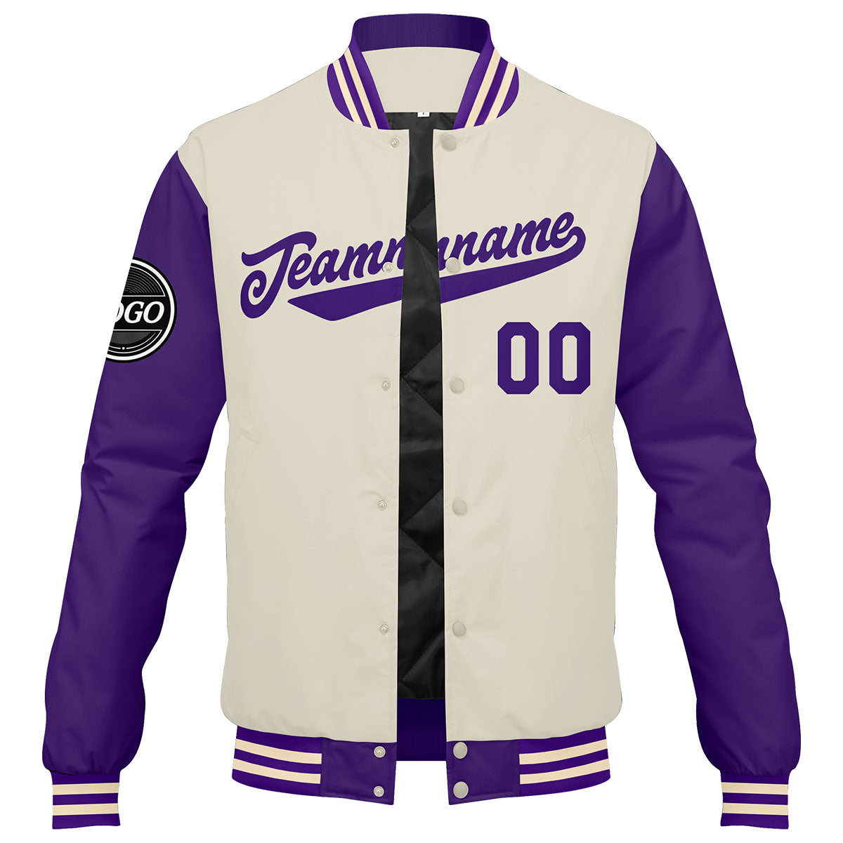 Custom Varsity Jacket Letterman jacket for Men, Women and Youth Purple Cream