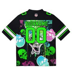 Custom Football Jersey Shirt Personalized Stitched Printed Team Name Number Graffiti skull-Neon Green