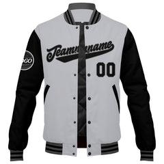 Custom Varsity Jacket Letterman jacket for Men, Women and Youth Grey Black