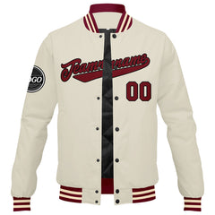 Custom Varsity Jacket Letterman jacket for Men, Women and Youth Crimson Cream