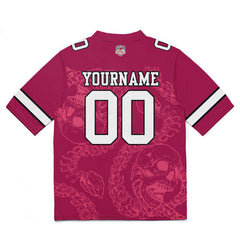 Custom Football Jersey Shirt Personalized Stitched Printed Team Name Number Bones-Raspberry red