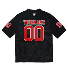 Custom Football Jersey Shirt Personalized Stitched Printed Team Name Number Black&Red