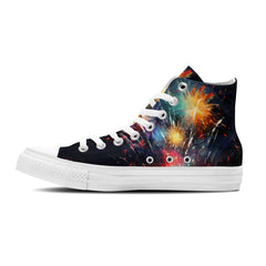 Canvas Kaleidoscope: Unleash Your Creativity with Central-High Canvas Shoes - Unisex Fashion Blooms with the Explosive Beauty of Splash Paint Style Fireworks