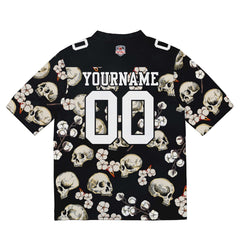 Custom Football Jersey Shirt Personalized Stitched Printed Team Name Number Skull-Black