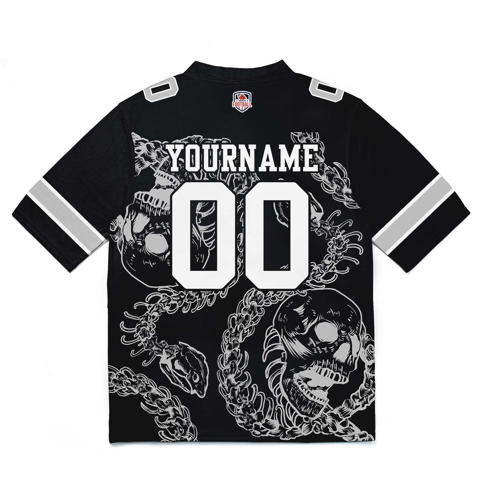 Custom Football Jersey Shirt Personalized Stitched Printed Team Name Number Bones-Grey