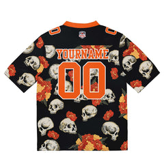 Custom Football Jersey Shirt Personalized Stitched Printed Team Name Number Skull-Orange