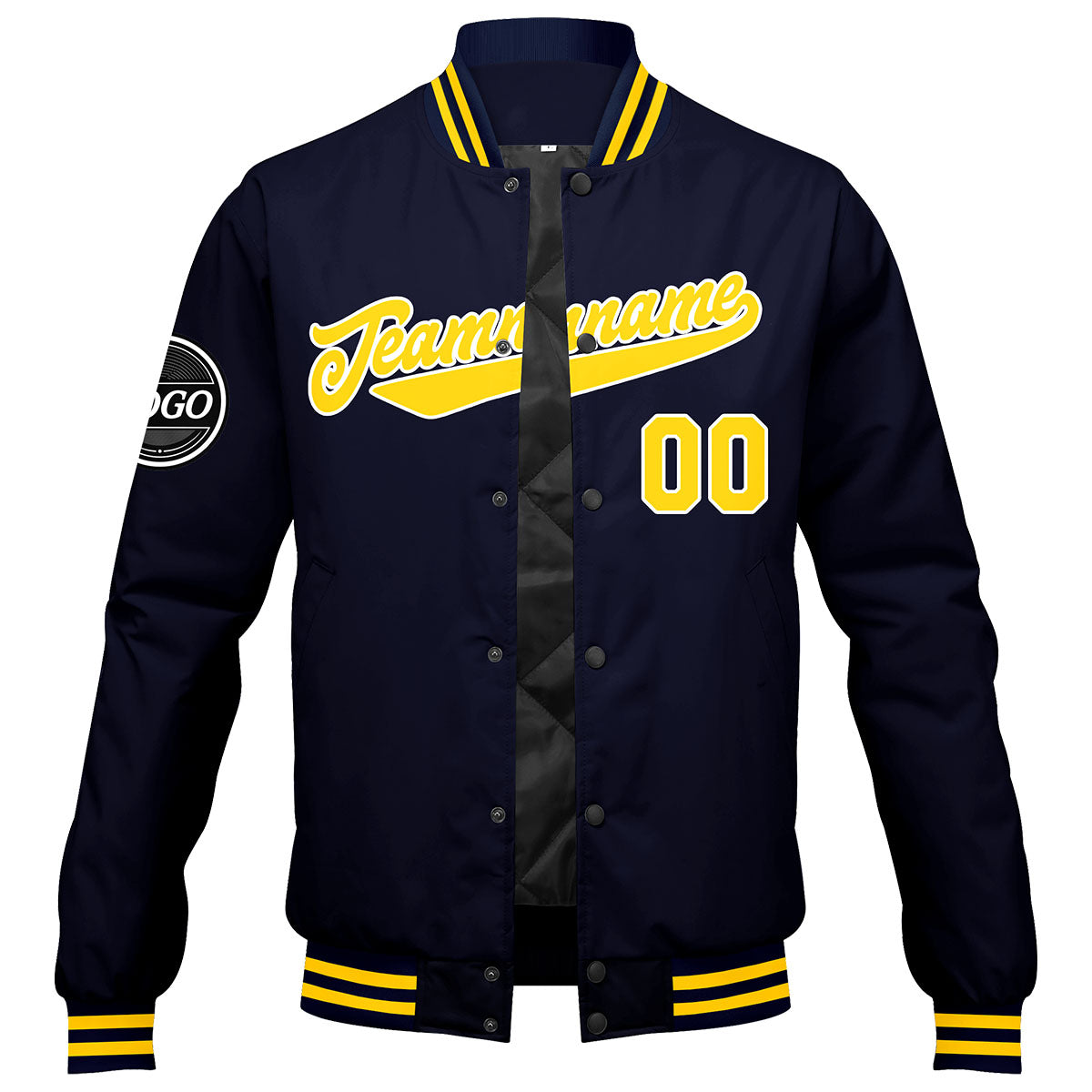 Custom Varsity Jacket Letterman jacket for Men, Women and Youth Navy Yellow