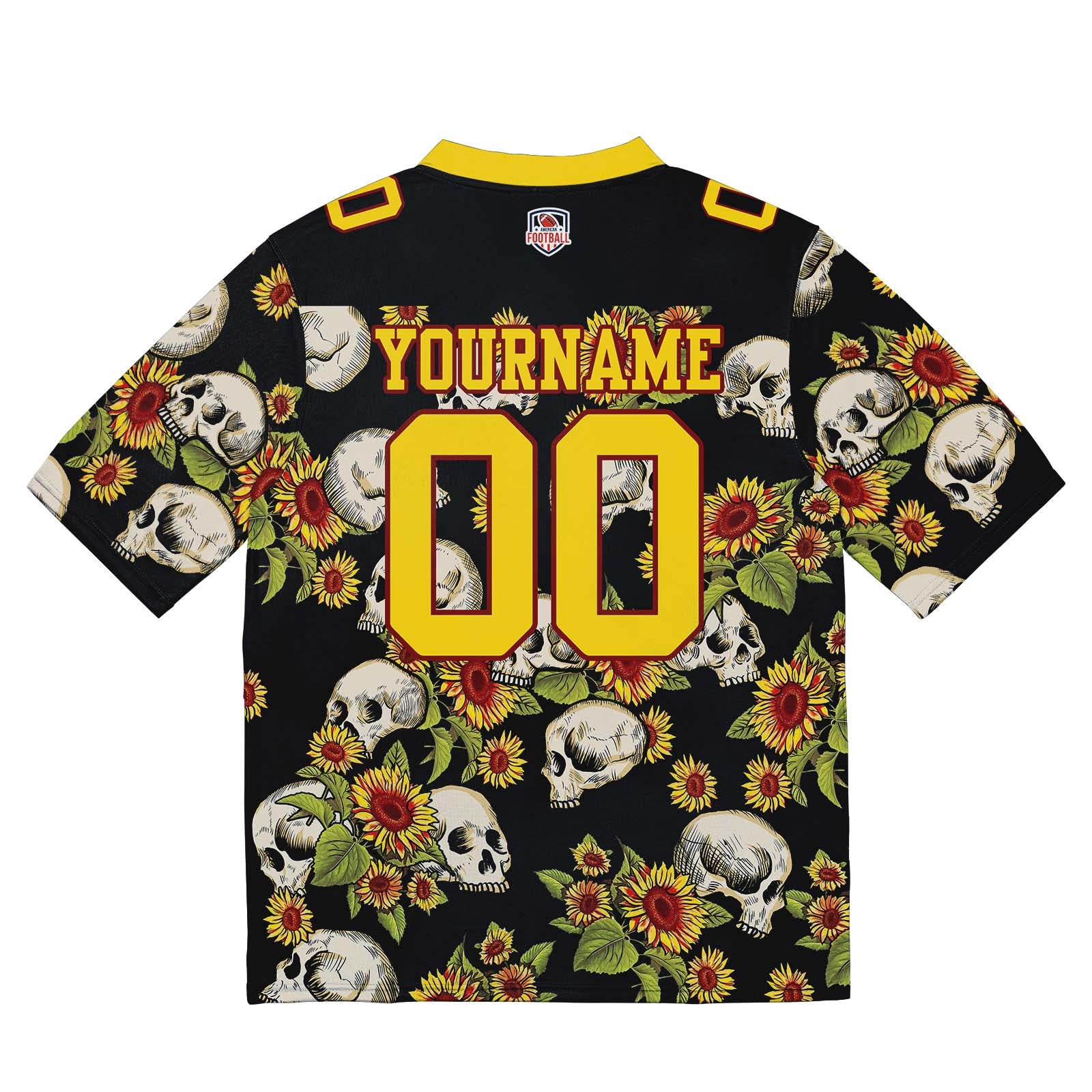 Custom Football Jersey Shirt Personalized Stitched Printed Team Name Number Skull-Yellow