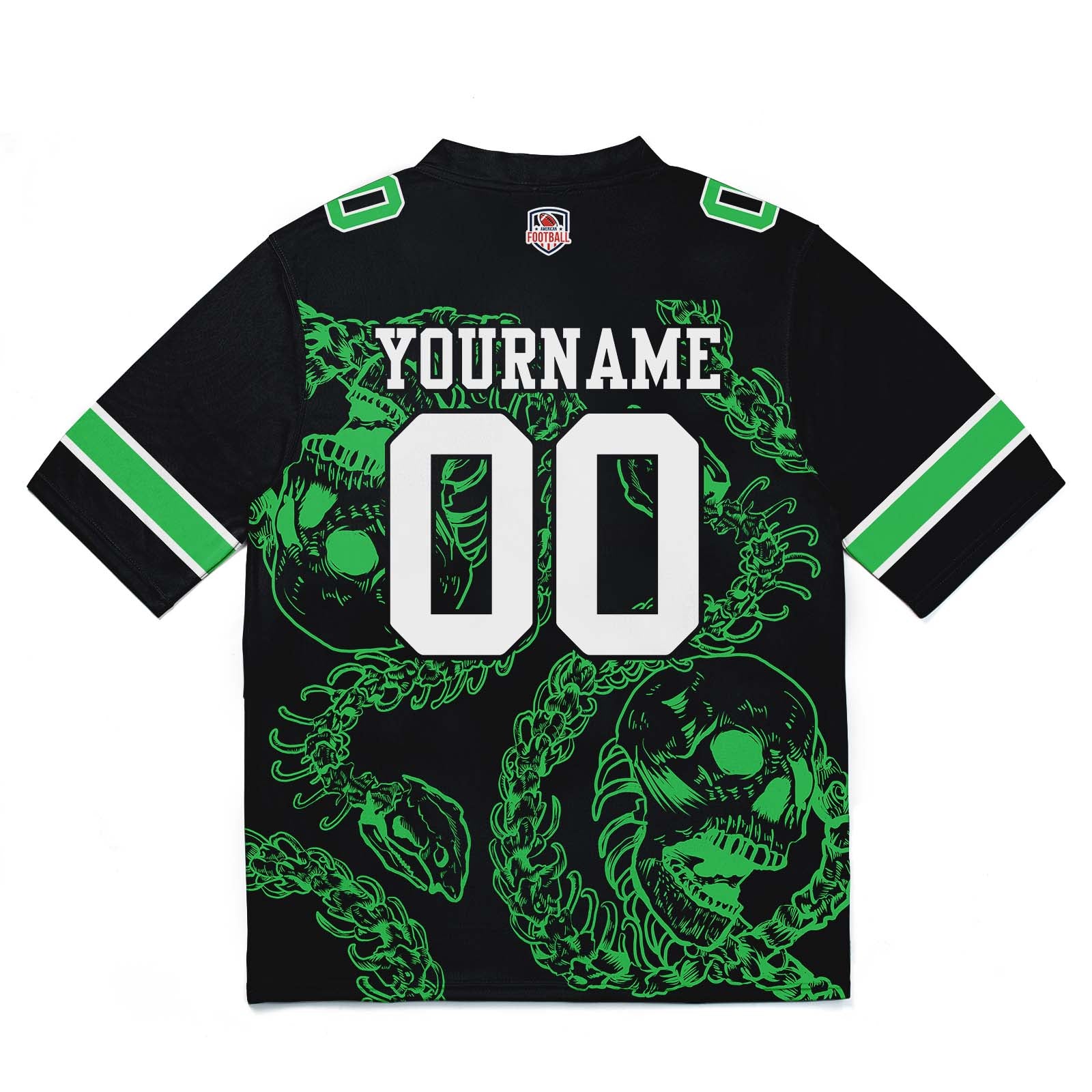 Custom Football Jersey Shirt Personalized Stitched Printed Team Name Number Bones-Green