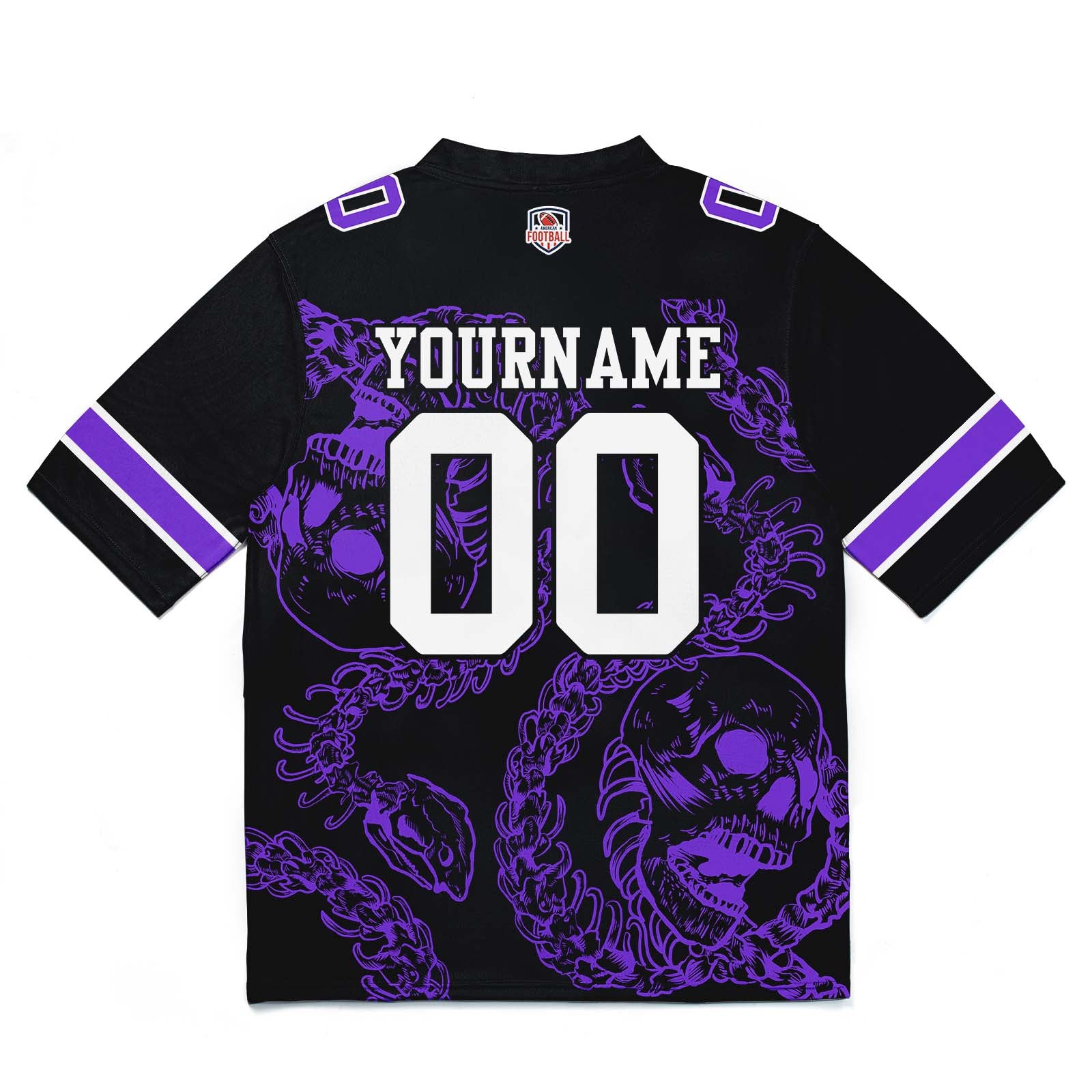 Custom Football Jersey Shirt Personalized Stitched Printed Team Name Number Bones-Purple