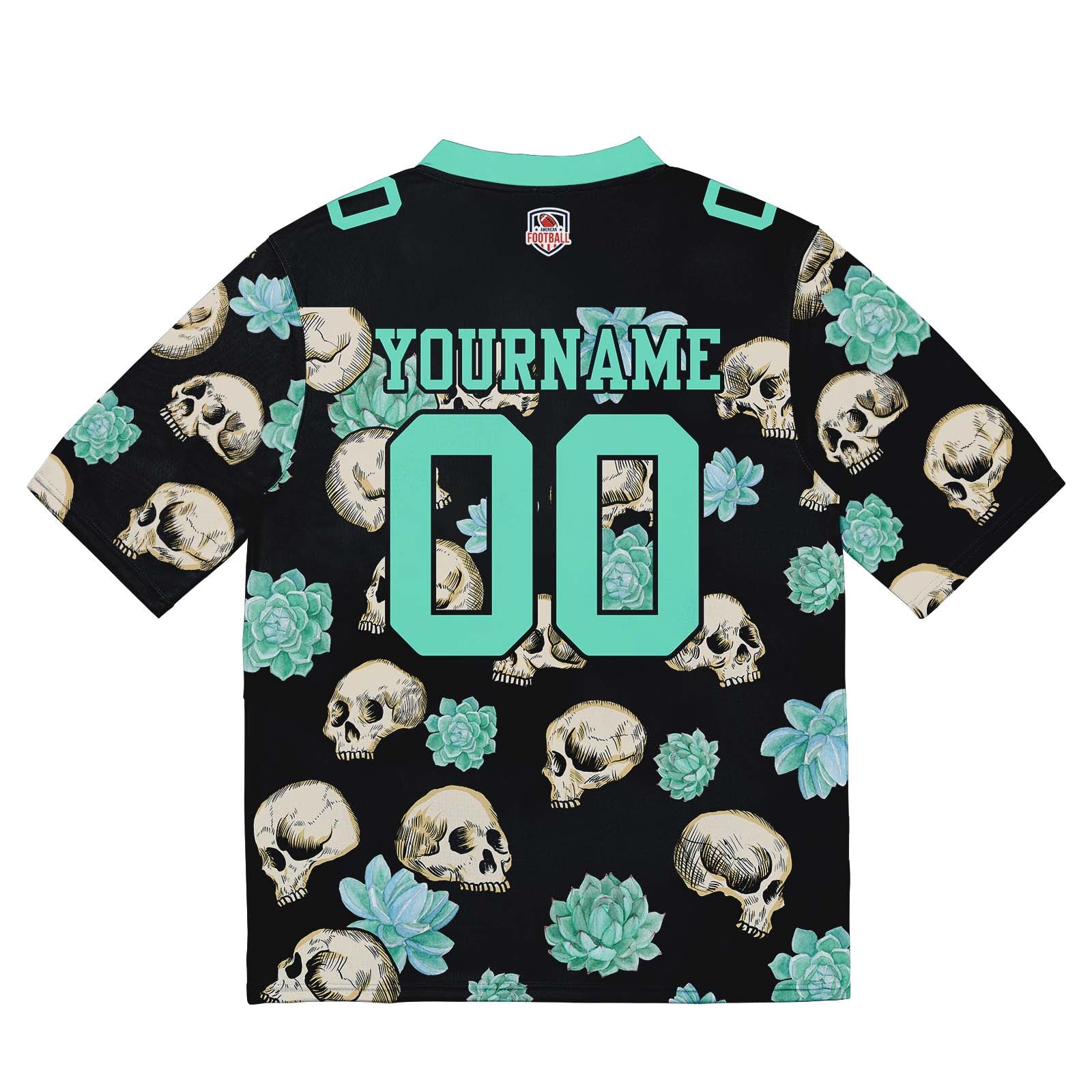 Custom Football Jersey Shirt Personalized Stitched Printed Team Name Number Skull-Light Green