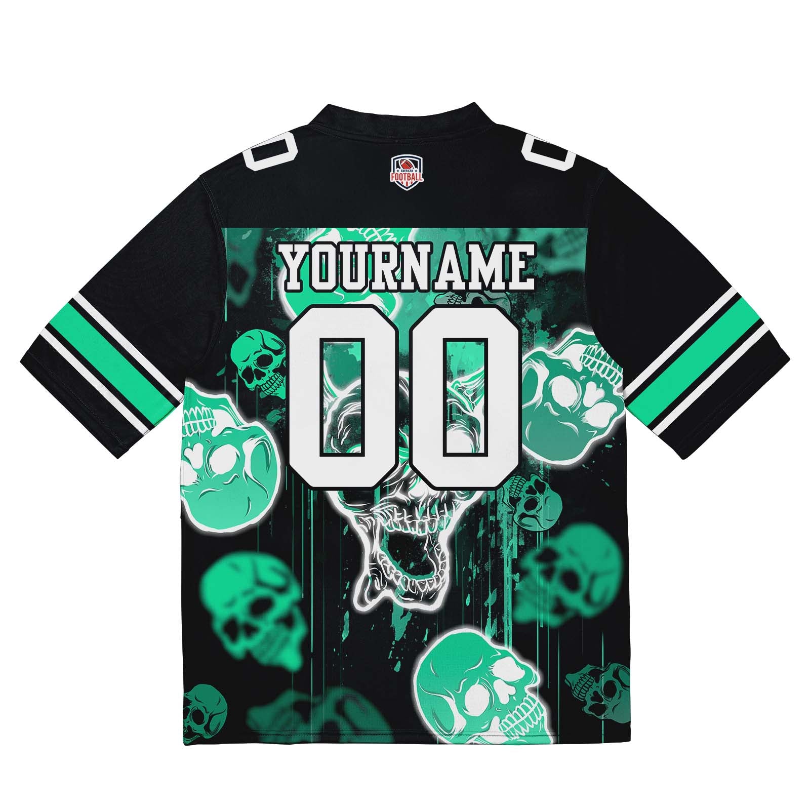 Custom Football Jersey Shirt Personalized Stitched Printed Team Name Number Graffiti skull-Light Green